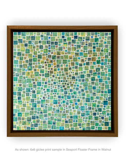 Green Squares | Framed Giclee Print on Canvas